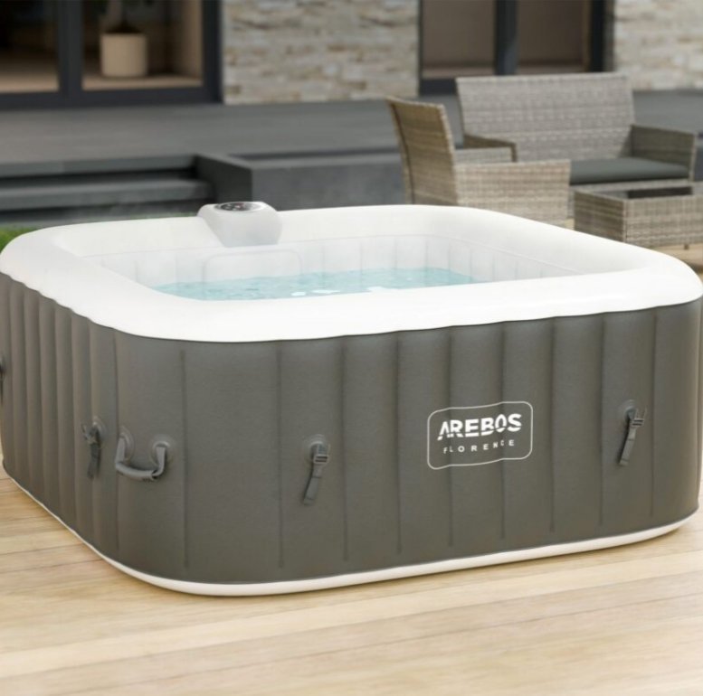 Arebos Piscina de hidromasaje Florence cuadrada 2400W