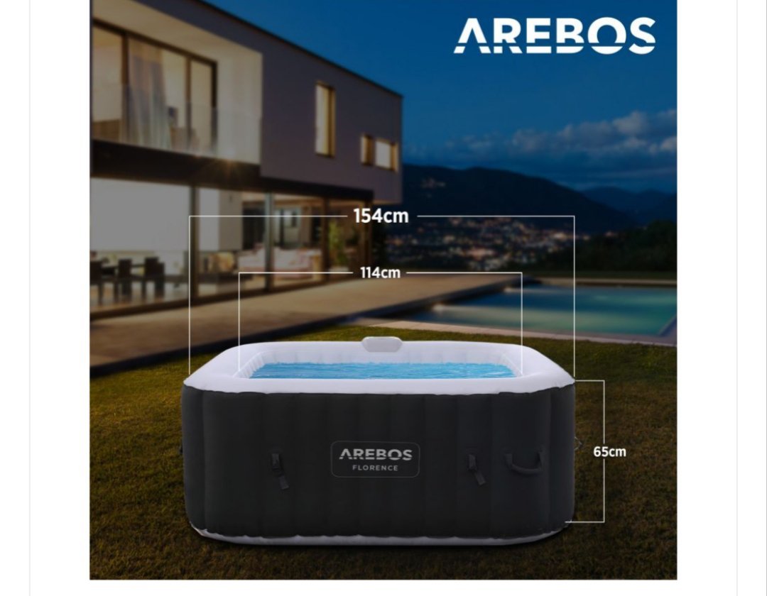 Arebos Piscina de hidromasaje Florence cuadrada 2400W - Imagen 3