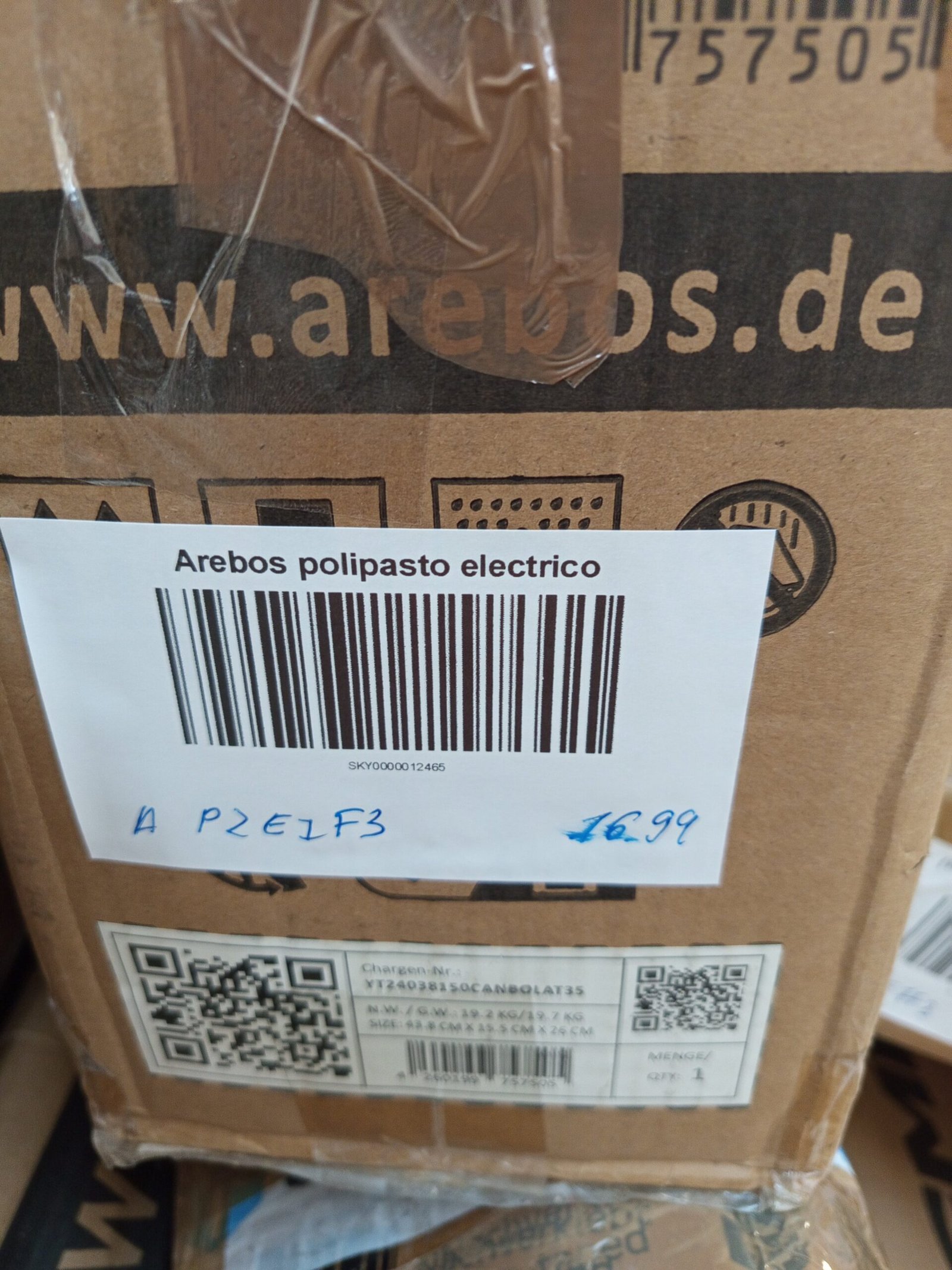 Arebos Polipasto eléctrico cuerda 1000 W - Imagen 2