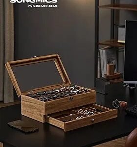 SONGMICS JOW012K01 Caja de Relojes con 12 Ranuras