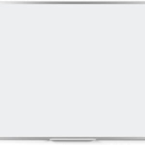 Pizarra blanca magnética con marco de aluminio y bandeja, 90 x 60 cm