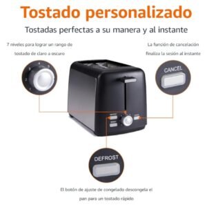 Amazon Basics Tostadora 2 Rebanadas con 7 Niveles de Tostado y