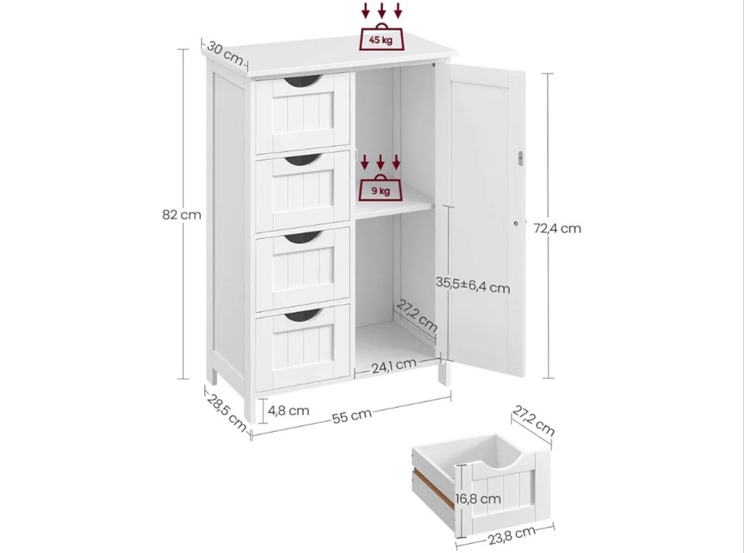 VASAGLE Gabinete de Baño LHC41W - Imagen 2